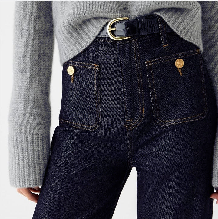 Dame Bredde Komfortable Jeans med høy midje Skjora