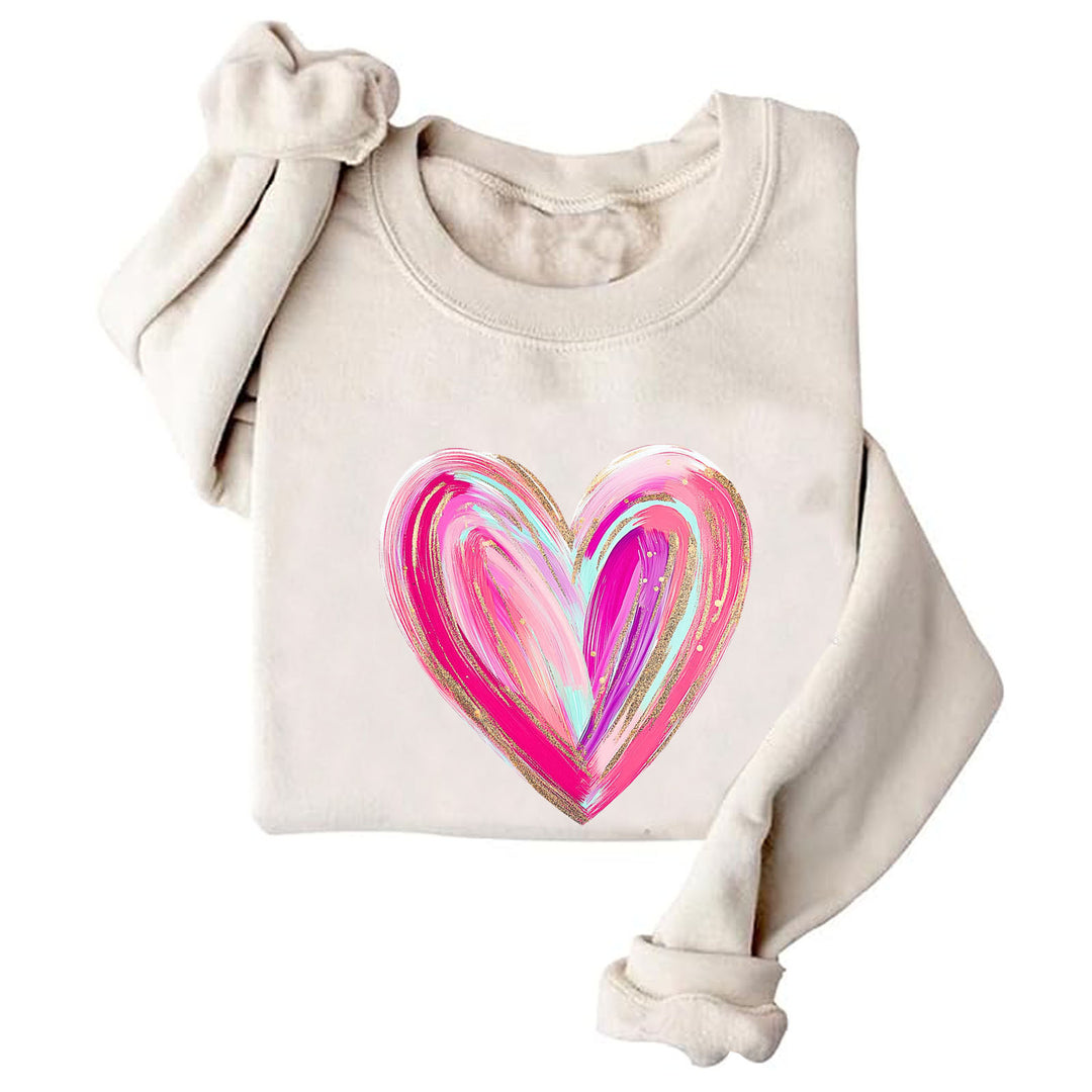 Kvinnenes sweatshirt med kreativ hjerte design Skjora