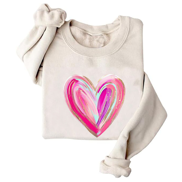 Kvinnenes sweatshirt med kreativ hjerte design Skjora