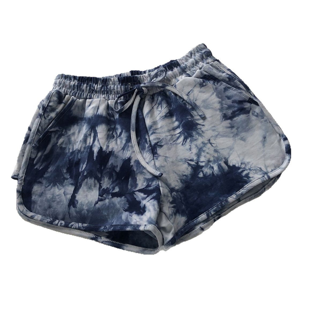 Kvinne casual sweatshorts med trendy tie-dye design og praktiske sidelommer