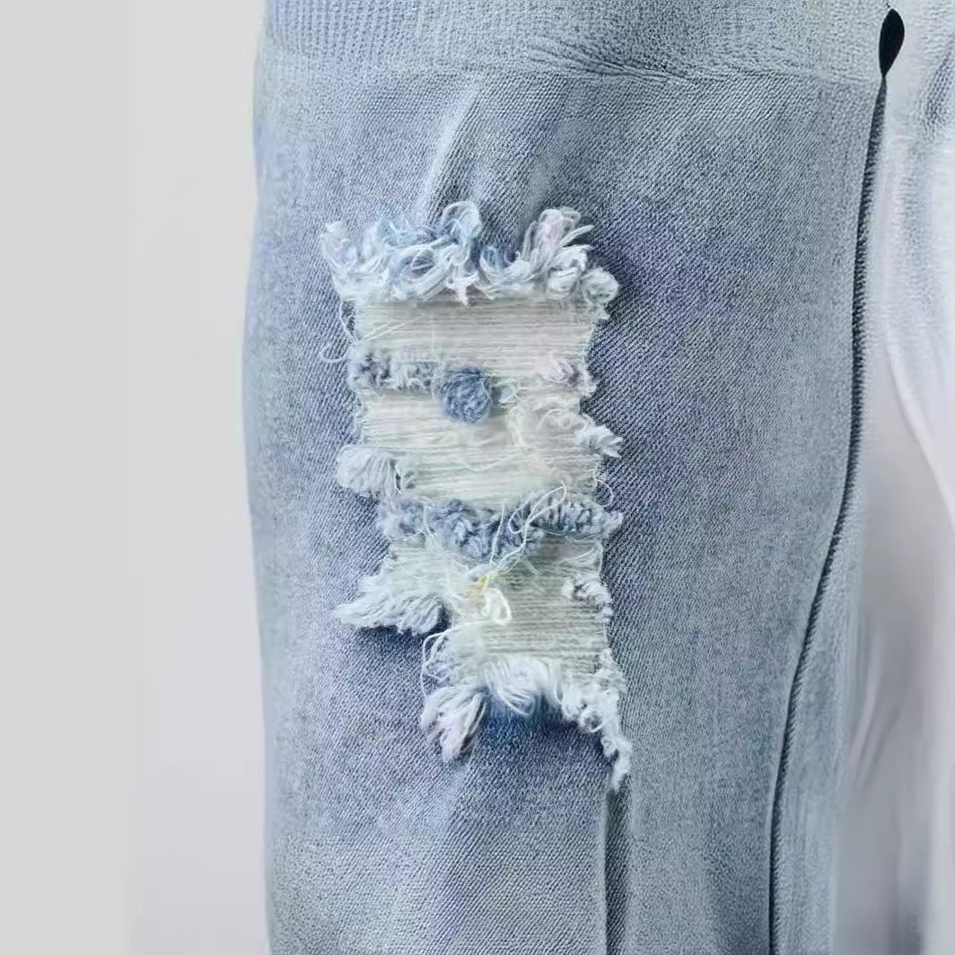 Herrer ødelagte jeans med moderne distressed-effekter Skjora