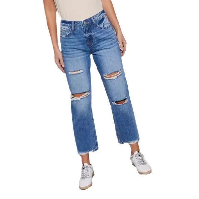 Dame Ødelagte Jeans i modig Bootcut-stil Skjora