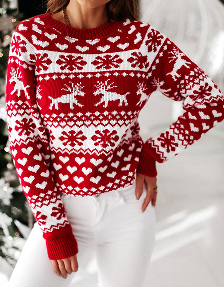 Kvinnens koselige julesweater med tradisjonelt mønster Skjora
