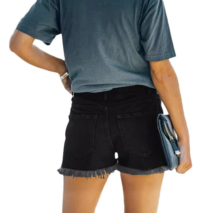 Damer Ødelagte Denim-Shorts med kreative Patch-detaljer Skjora