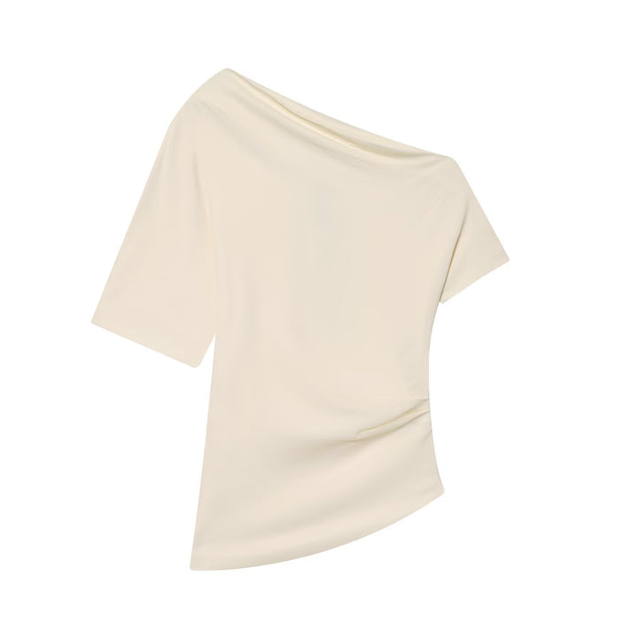 Damen asymmetrisk topp med elegant drapering Skjora