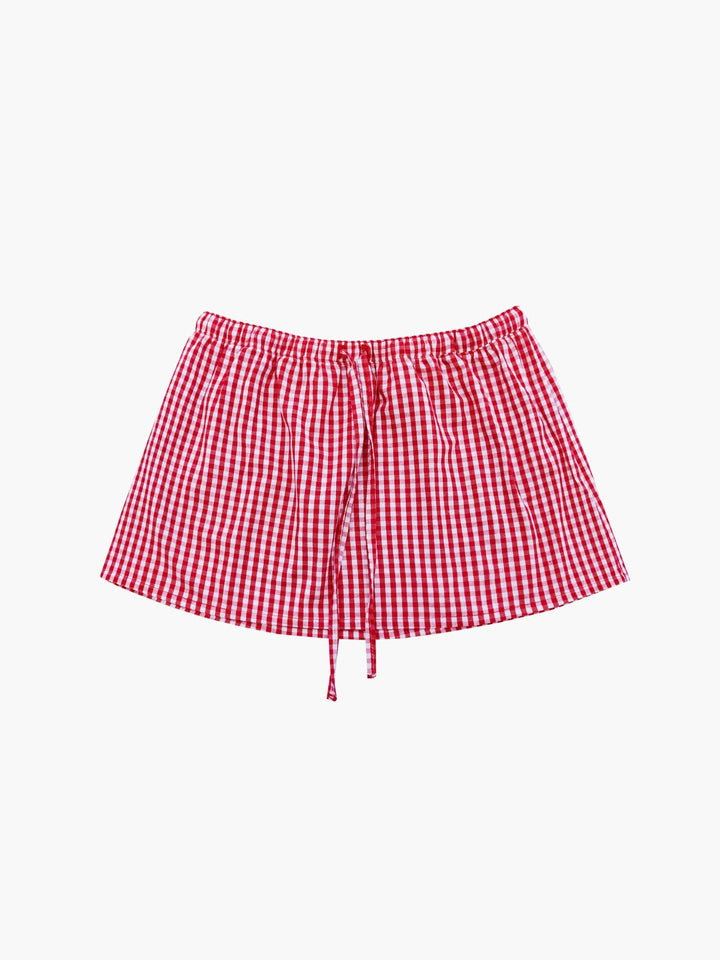 Damer uformell Vichy-rutet skjørt med elastisk midje og snor Skjora
