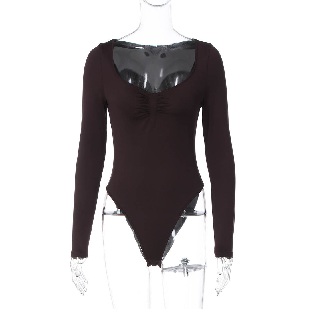 Dame Langerm Bodysuit med elegant rynkeffekt Skjora