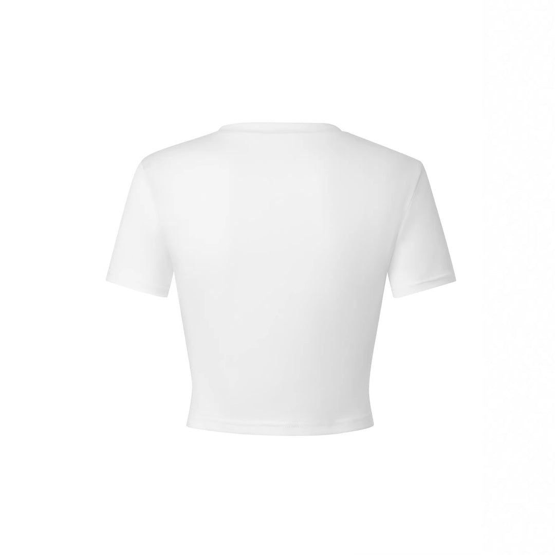 Dame Crop-Top med kreativ cocktailmotiv og festlig trykk Skjora