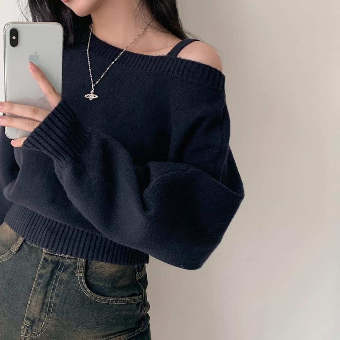 Dames Fashionable Genser med Skulderdesign og Casual Snitt Skjora