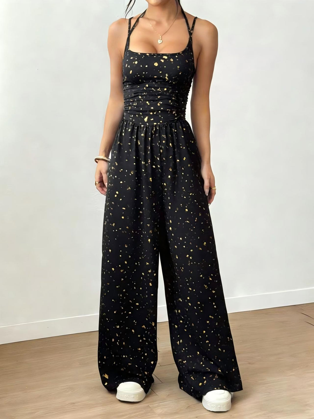 Dame Elegant Jumpsuit med vide ben og spaghetti-stropper Skjora