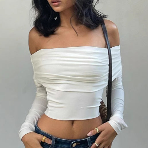 Damer Off-Shoulder topp med rynkede detaljer Skjora