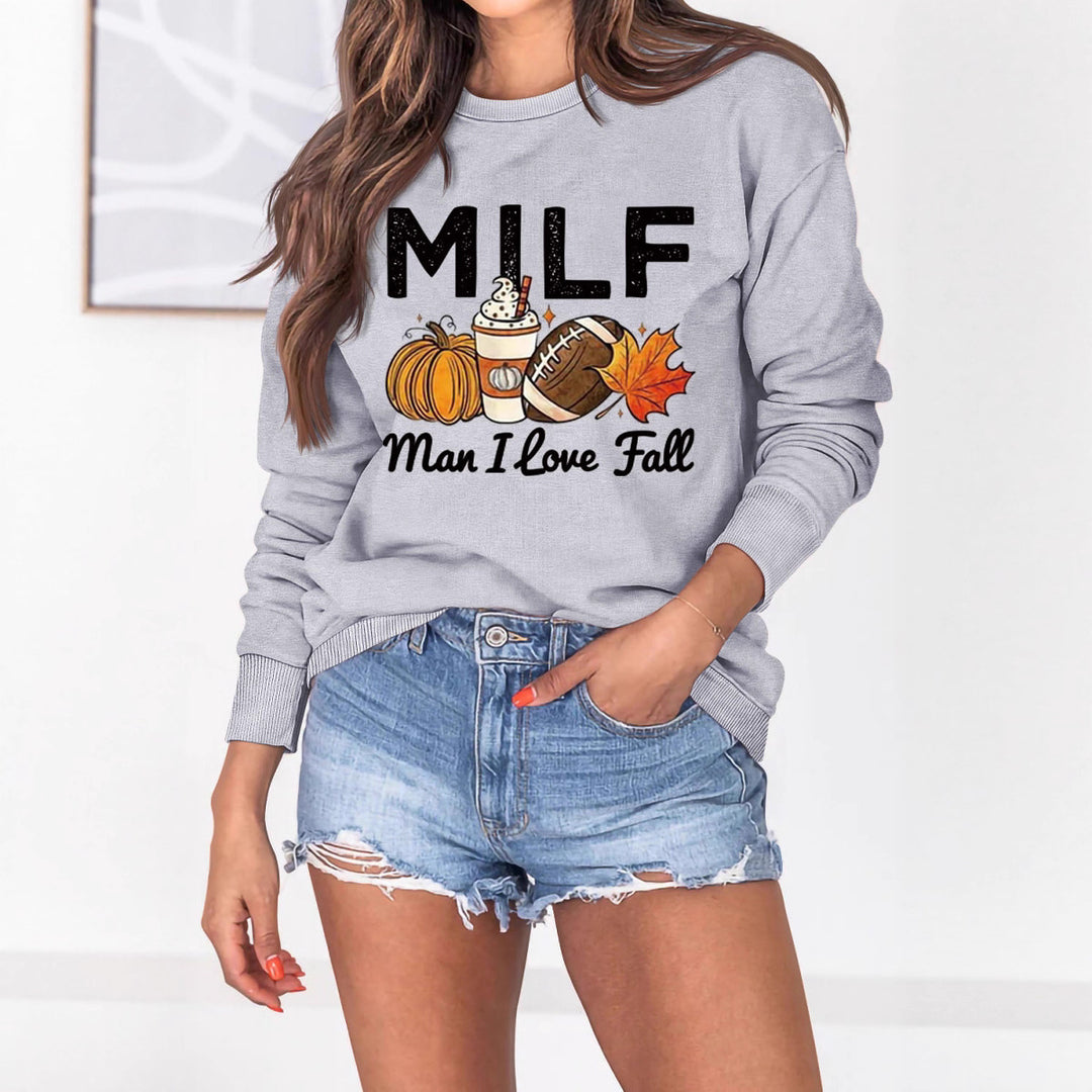 Kvinne sweatshirt med høst essens motiv og inspirerende tekst Skjora