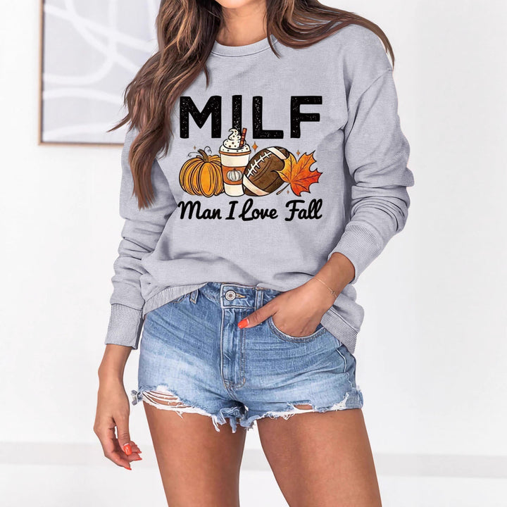 Kvinne sweatshirt med høst essens motiv og inspirerende tekst Skjora