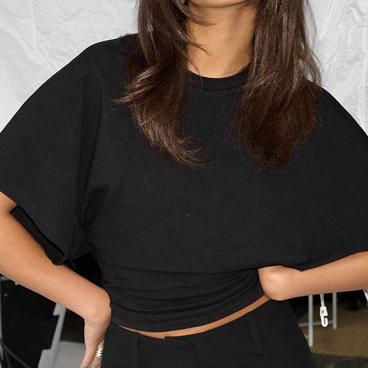 Dame Stilig Crop-Top med løs passform og rund halsutskjæring Skjora