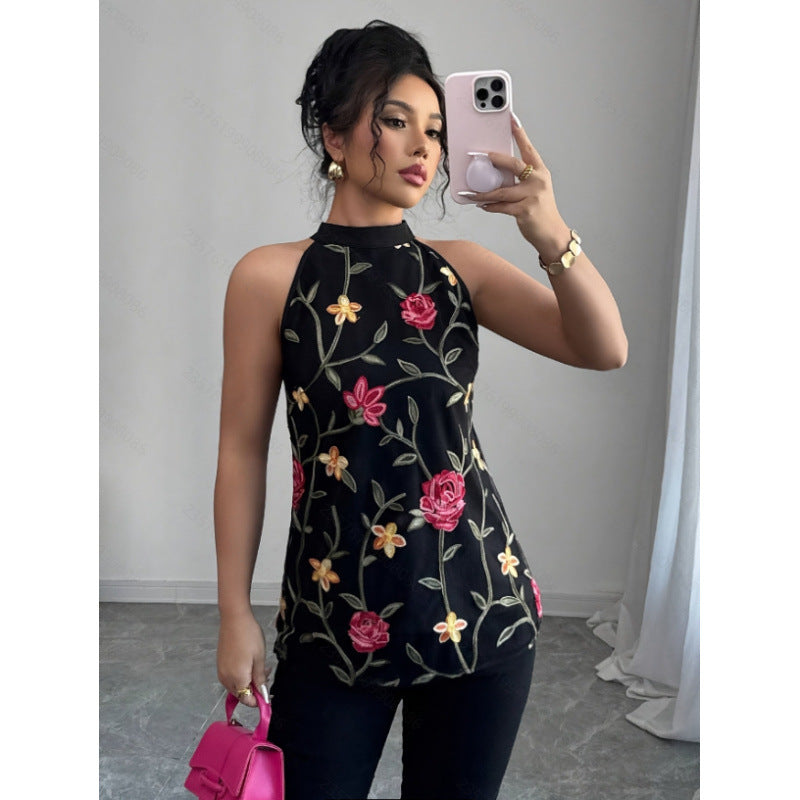 Dame elegant brodert bluse Skjora