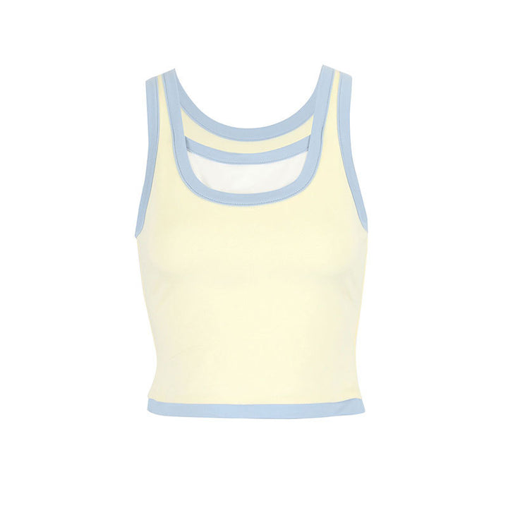 Dame Sporty Crop-Top med unik skjæring og doble stropperedesign Skjora