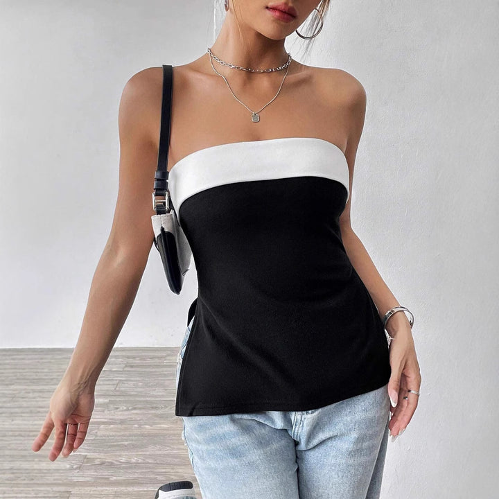 Dame Bandeau-top med elegant fargeblokkdesign Skjora