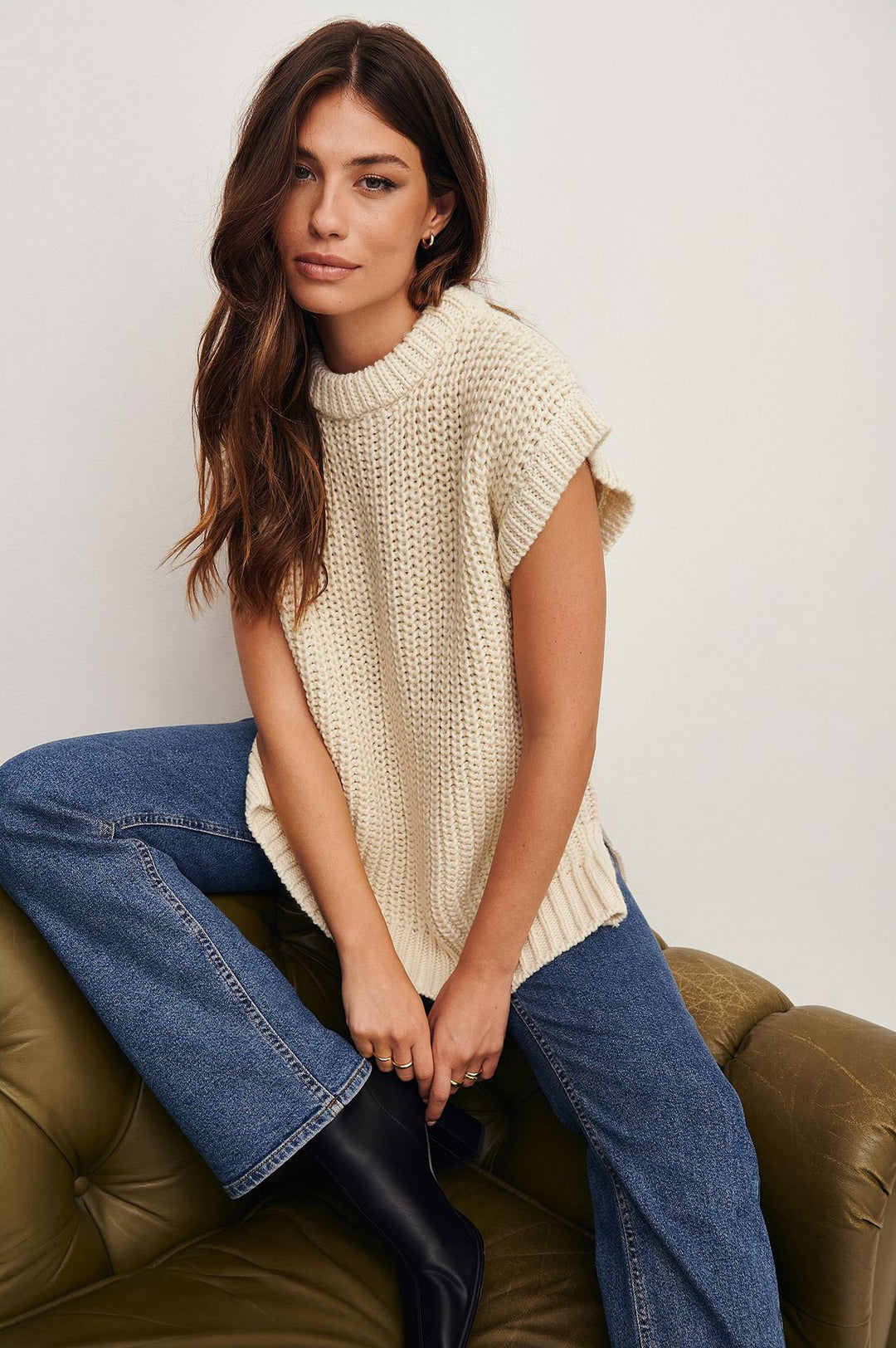 Dame Oversized Strikketopp med avslappet snitt Skjora