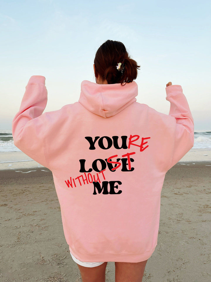 Dame Oversized Hoodie med Inspirerende Trykk Skjora