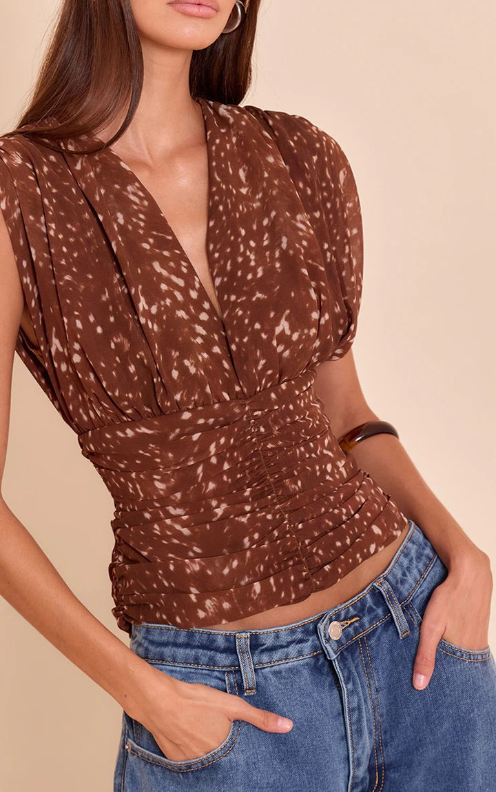 Dame Stilig Bluse med Rynking Skjora