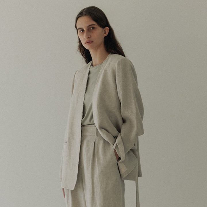 Dame Elegant og avslappet lin blazer uten forclosure Skjora