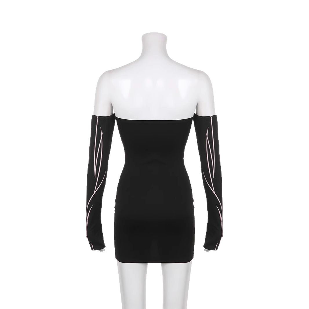 Dame elegant Off-Shoulder kjole med lange ermer Skjora