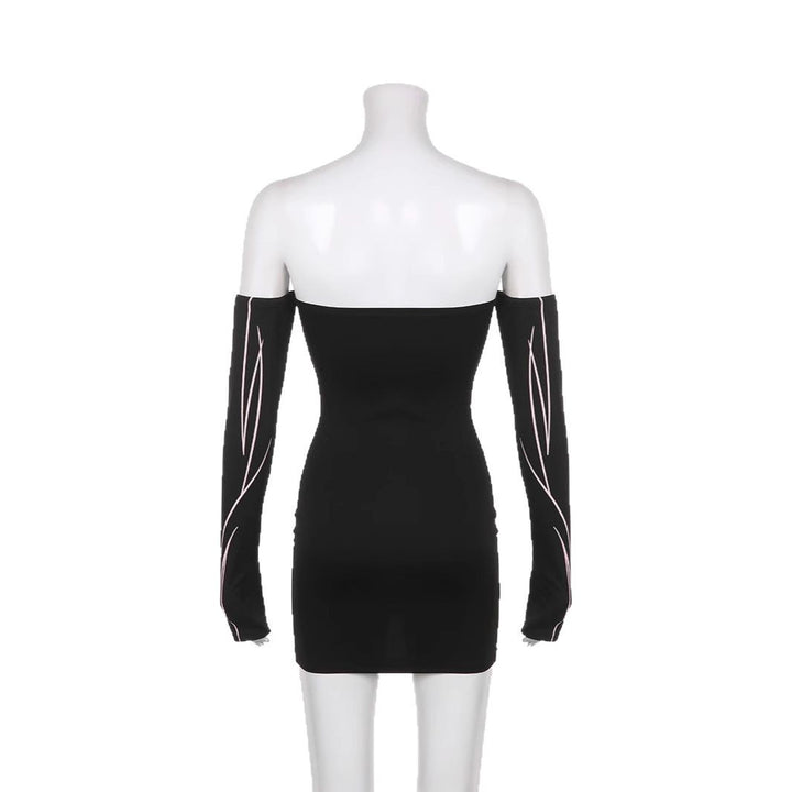 Dame elegant Off-Shoulder kjole med lange ermer Skjora