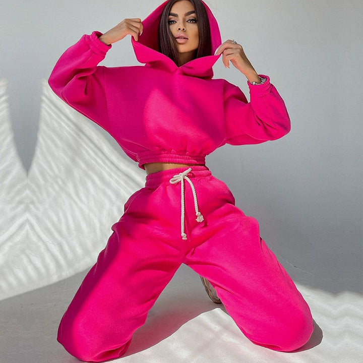 Kvinne sporty cropped treningsdrakt med høy krage og elastisk midje Skjora