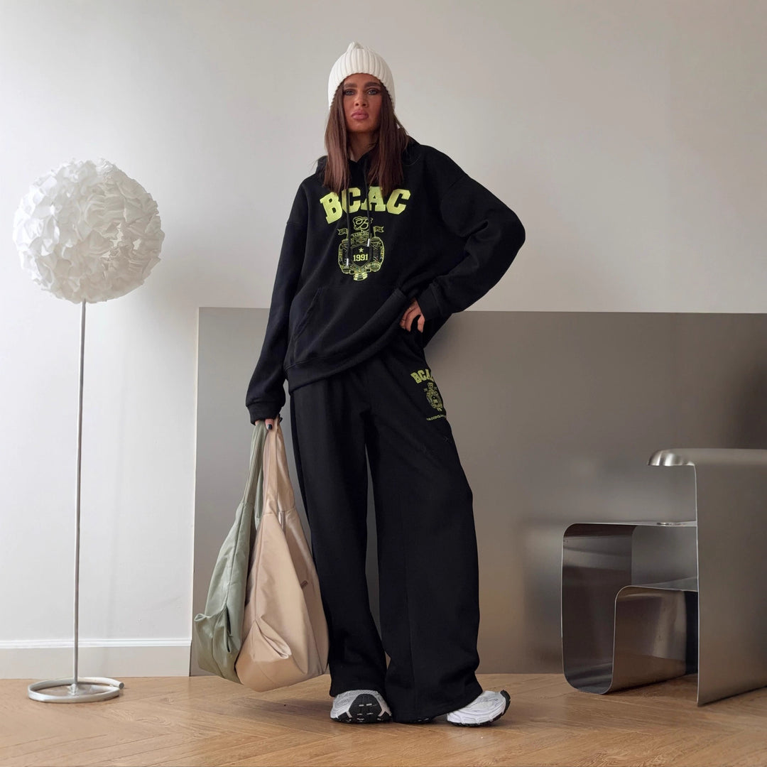 Damer Casual Oversized Genser og Løse Joggebukser Sett Skjora