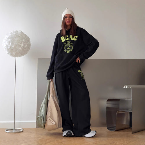 Damer Casual Oversized Genser og Løse Joggebukser Sett Skjora