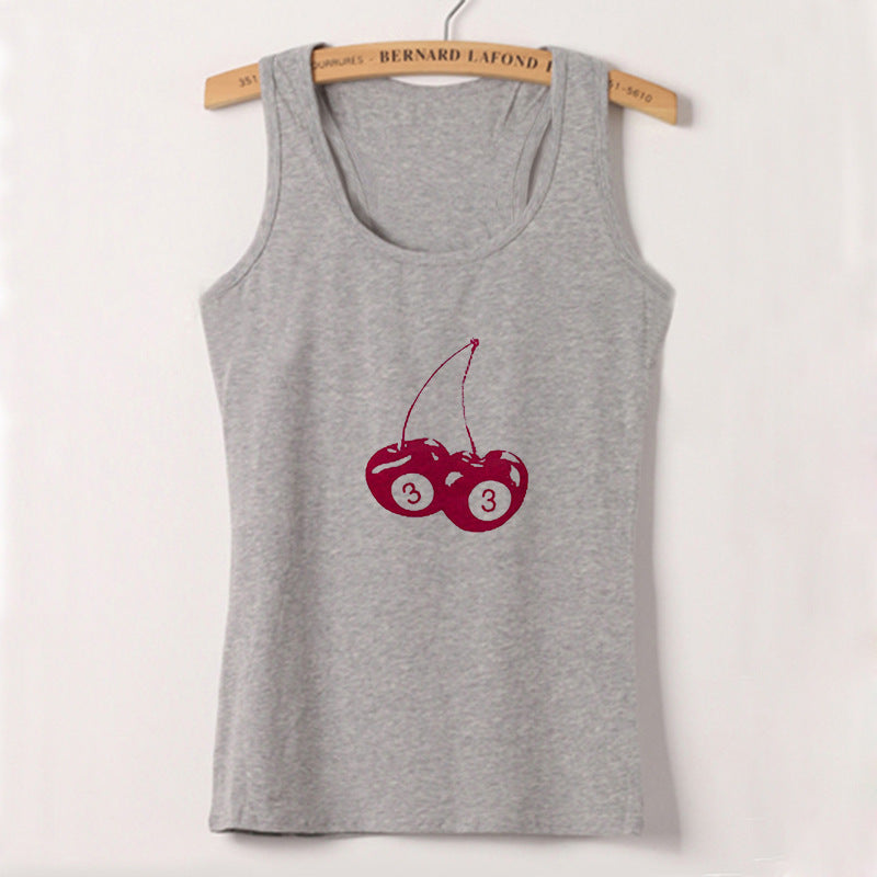 Dame ermeløs camisole med fruktig motiv Skjora