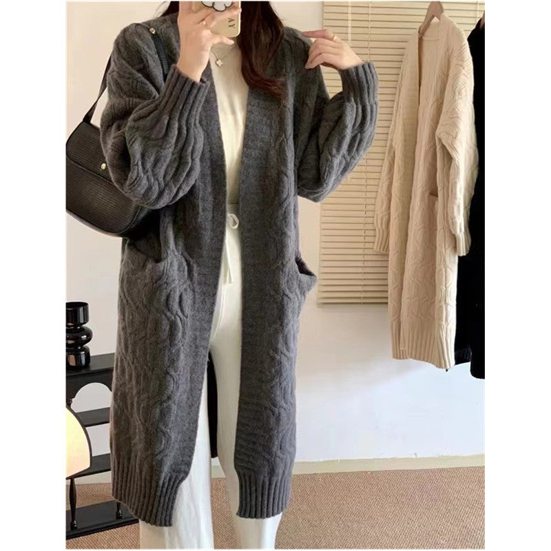 Kvinnes chunky cardigan med lommer og V-hals Skjora