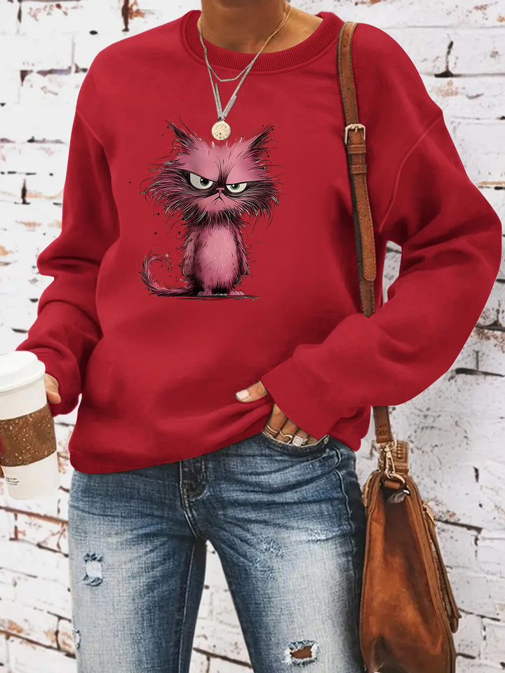 Kvinnegenser med kreativ kattemotiv Skjora