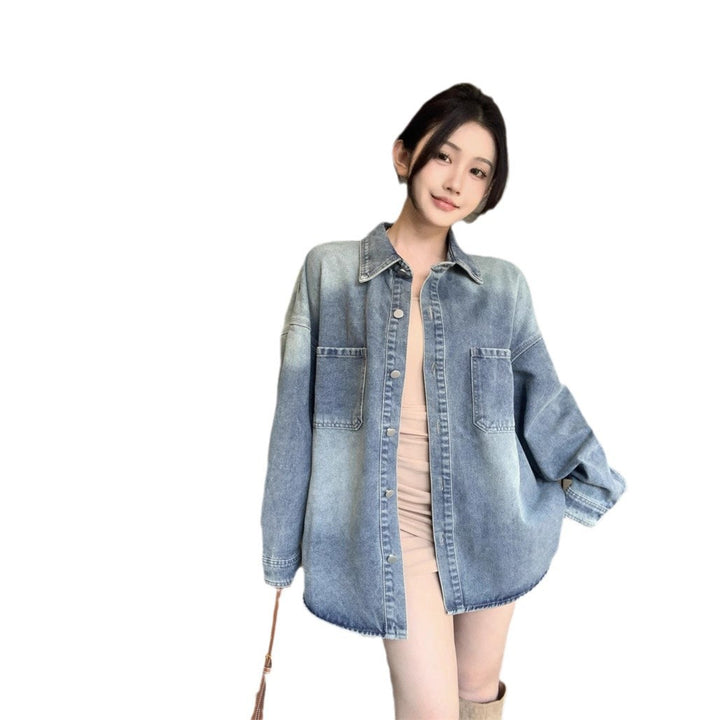Kvinnes Oversize Denim Skjorte Skjora