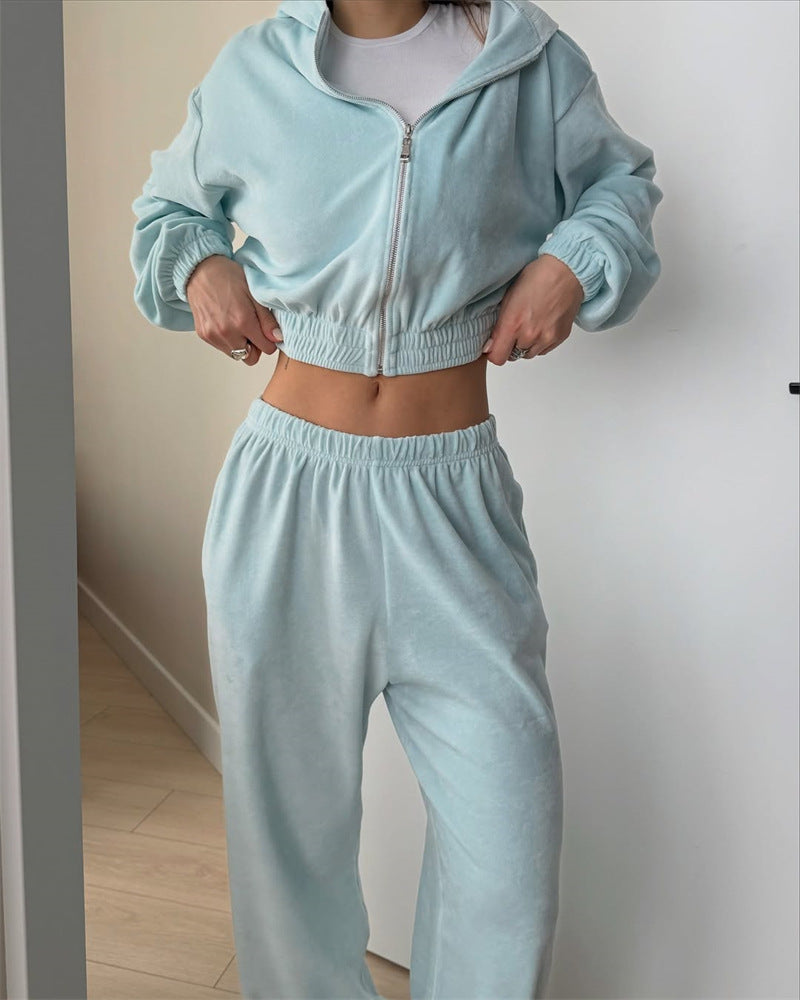 Kvinnenes casual jumpsuit sett med kort krage og elastisk midjebånd Skjora