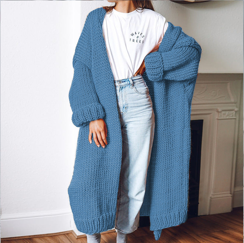 Dame chunky strikket cardigan med komfortabel oversized passform og dype lommer Skjora