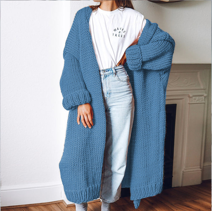 Dame chunky strikket cardigan med komfortabel oversized passform og dype lommer Skjora