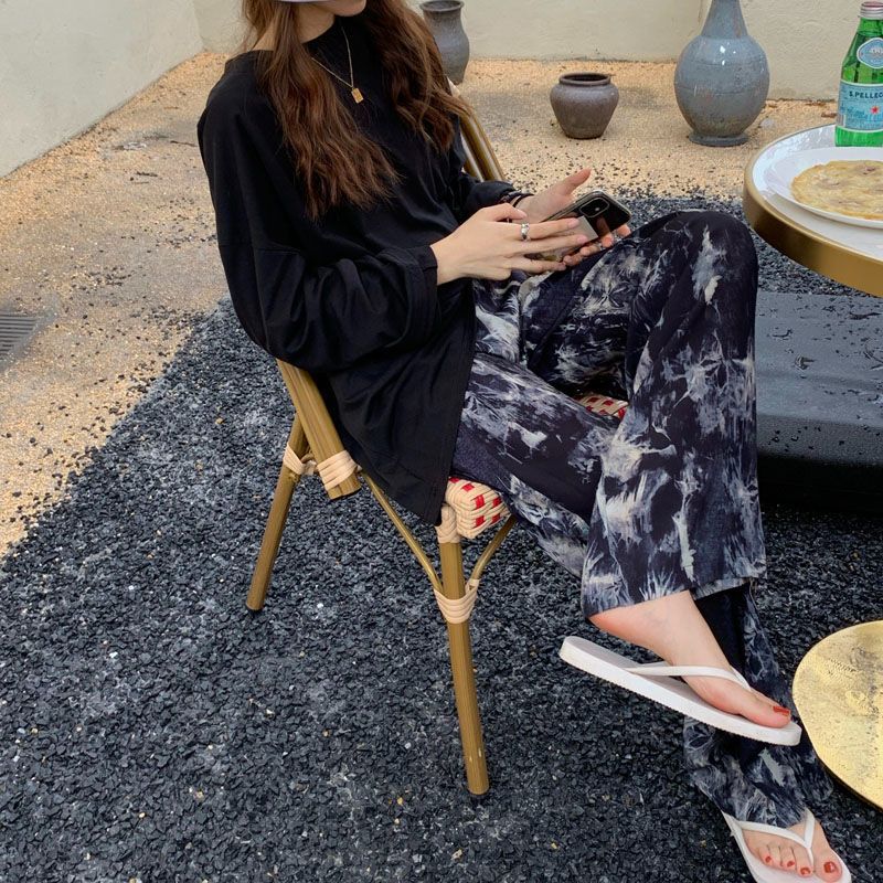 Damer casual jersey bukser med lav midje og trendy tie-dye design