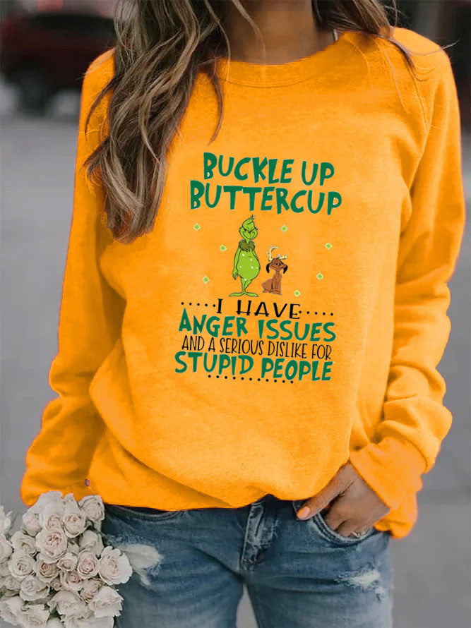 Kvinne sweatshirt med humoristisk sitat og kreativt design Skjora