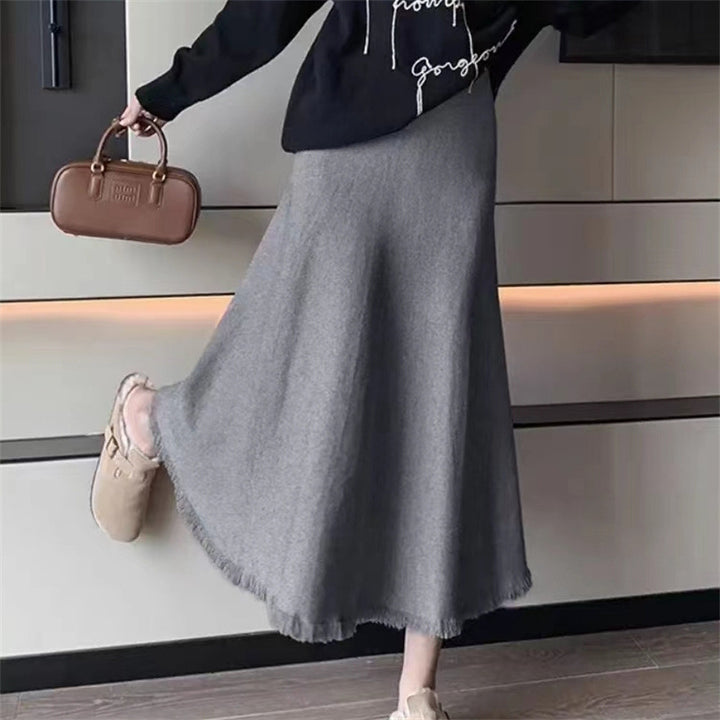 Damer elegant midi skjørt med frynser Skjora