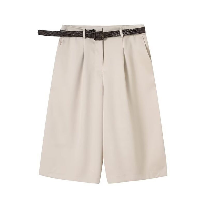 Dame elegante høt wader shorts med flettet belte Skjora