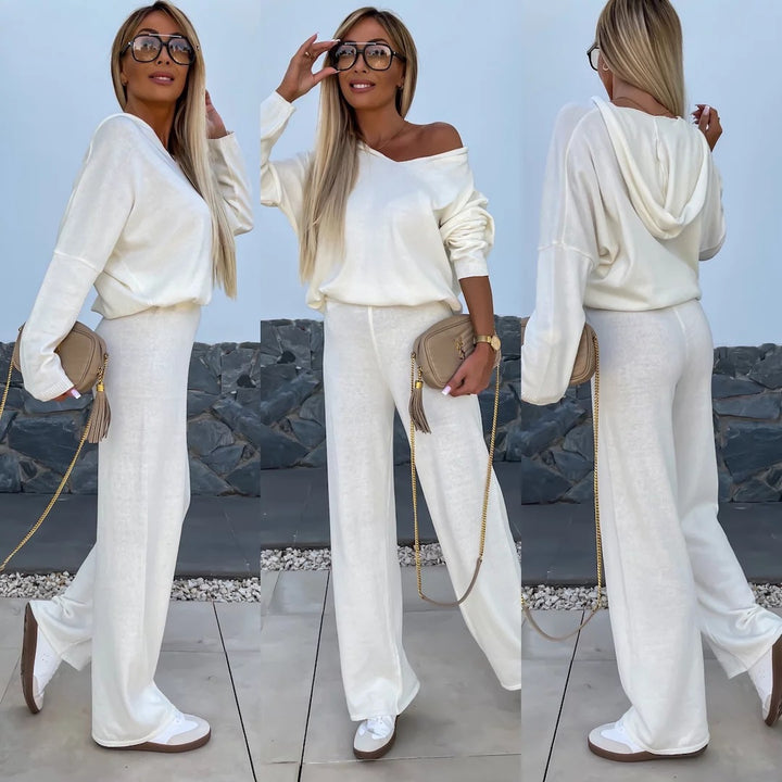 Kvinnes Fleece Lounge Wear Set med Løs Passform og Fritidsstil