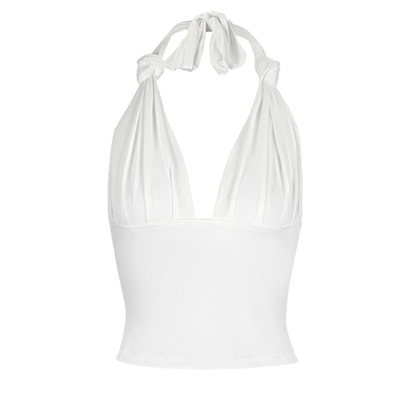 Dame Halter-Top med justerbare bånd og dyp V-hals Skjora