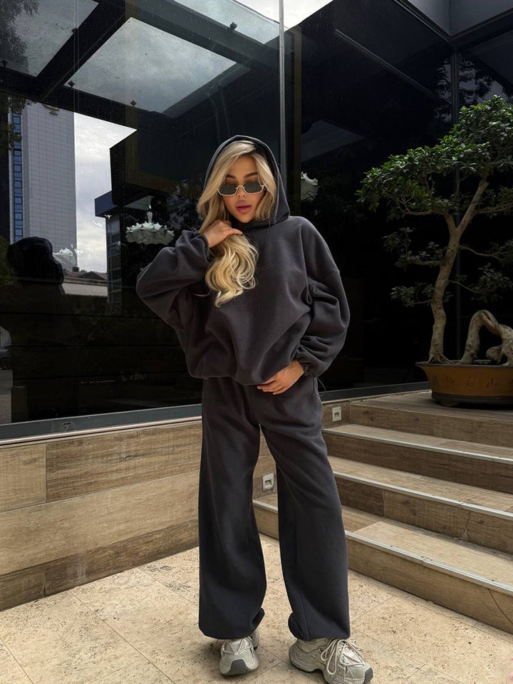 Damer Komfortabel Hoodie Jumpsuit med Løs Passform og Elastisk Liv Skjora