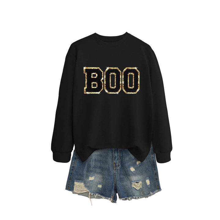 Damer sweatshirt med glitrende trykk Skjora