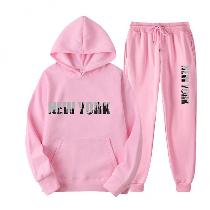 Kvinnelig sporty treningsdrakt med stilisert New York trykk Skjora