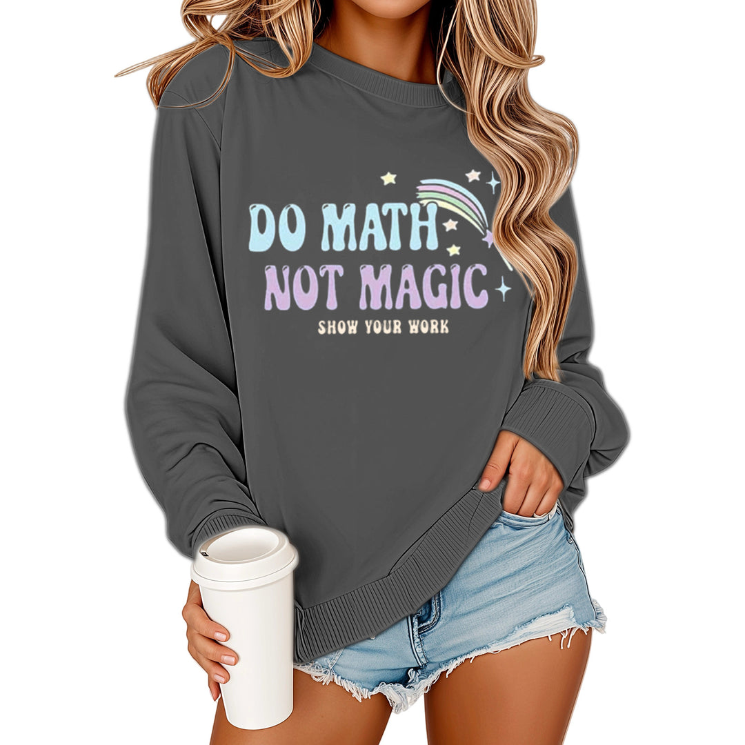 Kvinne sweatshirt med motiverende matematikkskrift og avslappet passform Skjora
