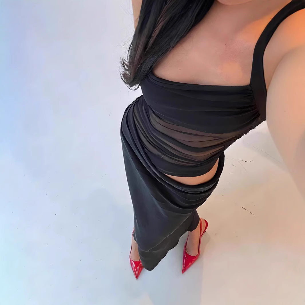 Damer Elegant Slip Kjole med asymmetrisk Snitt Skjora