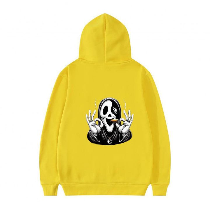 Dame hoodie med kunstnerisk hodeskalleprint og avslappet passform Skjora