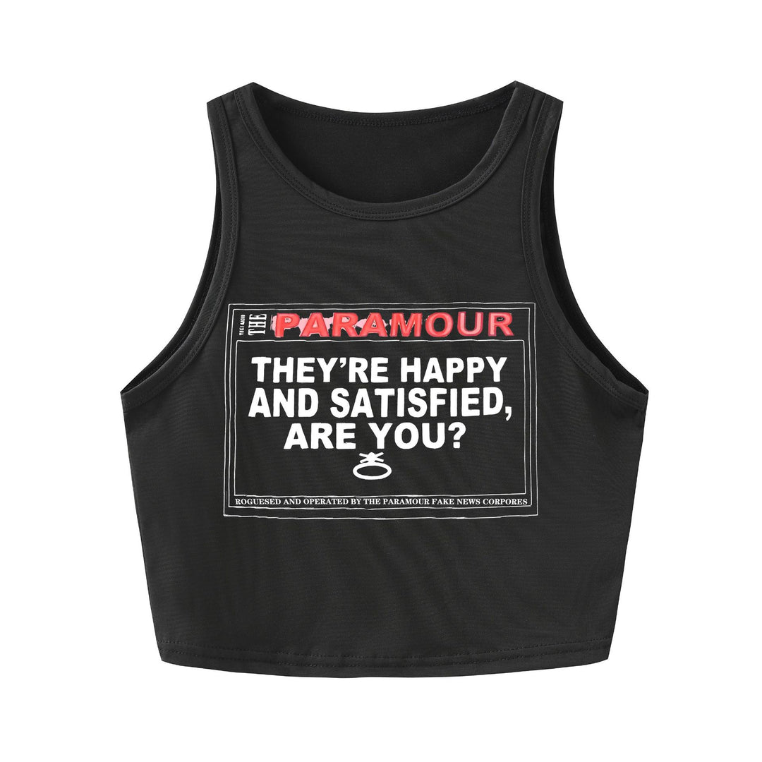 Dame Crop-Top med kreativ tekst og avslappet snitt Skjora